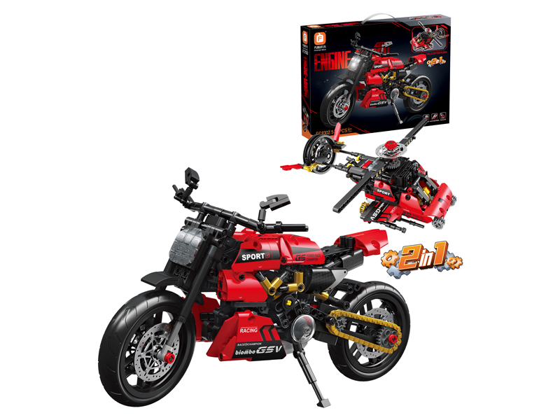 1: 8 Big Demon King Motorcycle Building Blocks 545Pcs