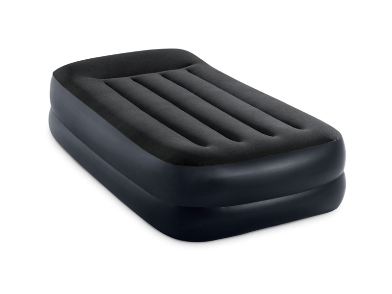 99Cm Inflatable Black And White Single Line Air Bed (With Built-In Pillow And Double Layer)