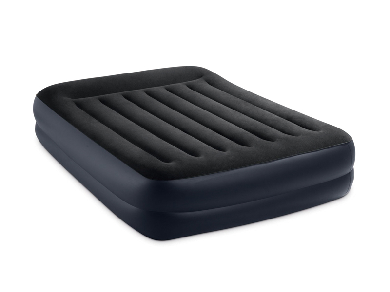 152Cm Inflatable Black And White Double Line Air Bed (With Built-In Pillow And Double Layer)