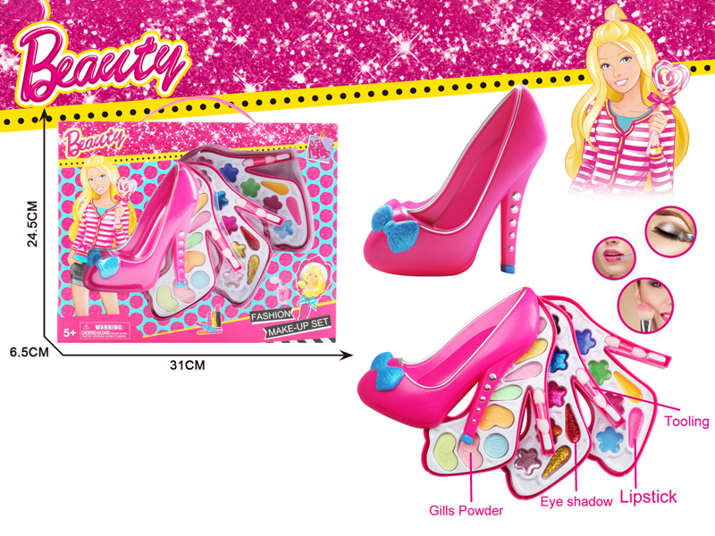 Three Layer Fashion Doll Crystal Shoe Cosmetic Box Set