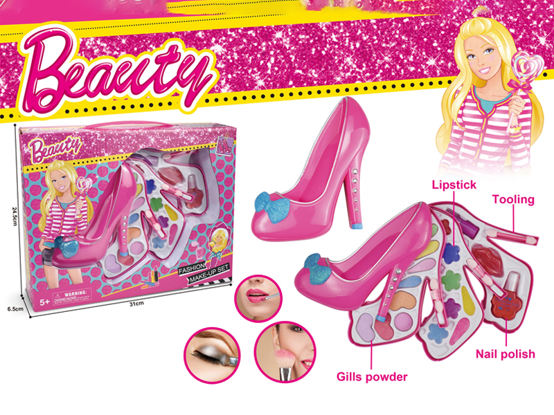 Three Layer Fashion Doll Crystal Shoe Cosmetic Box Set