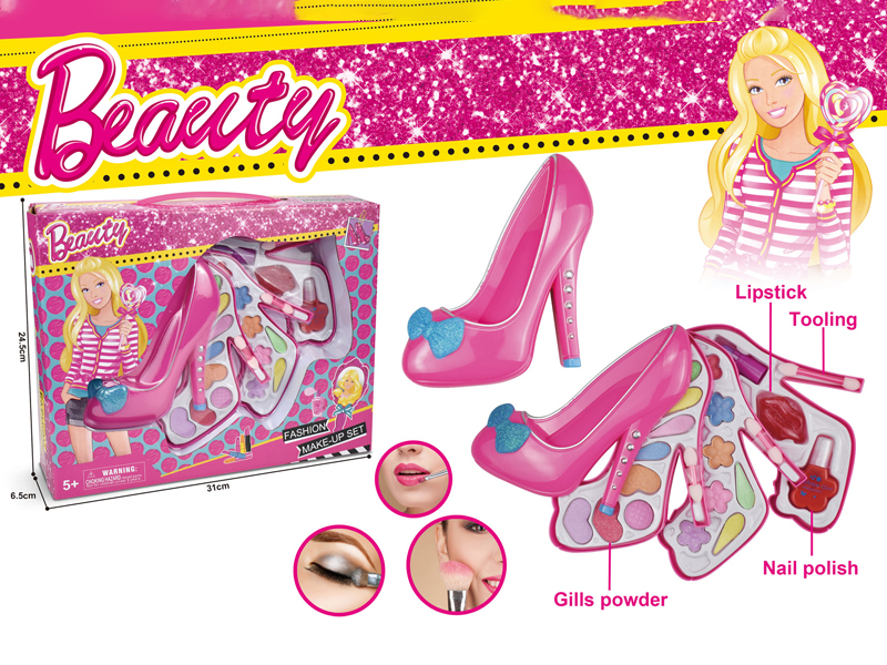 Three Layer Fashion Doll Crystal Shoe Cosmetic Box Set