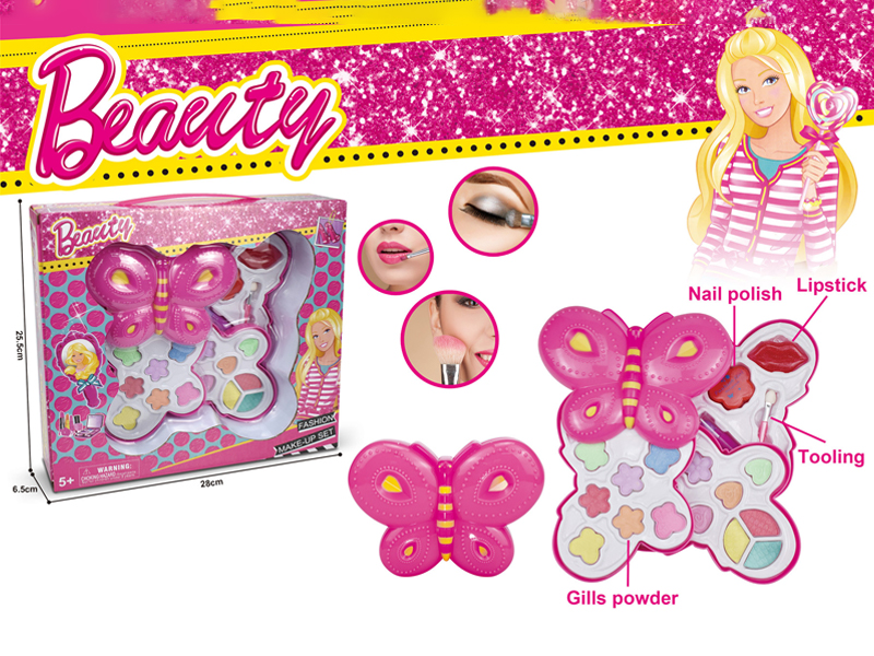 Three Layer Fashion Doll Butterfly Cosmetic Box Set