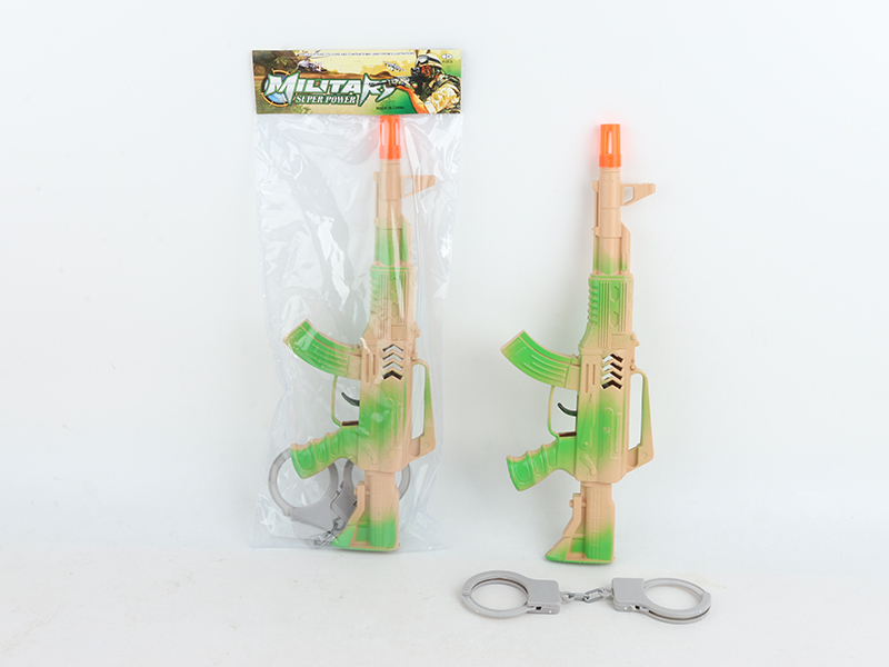 Spray-Painted Flint Gun With Handcuffs