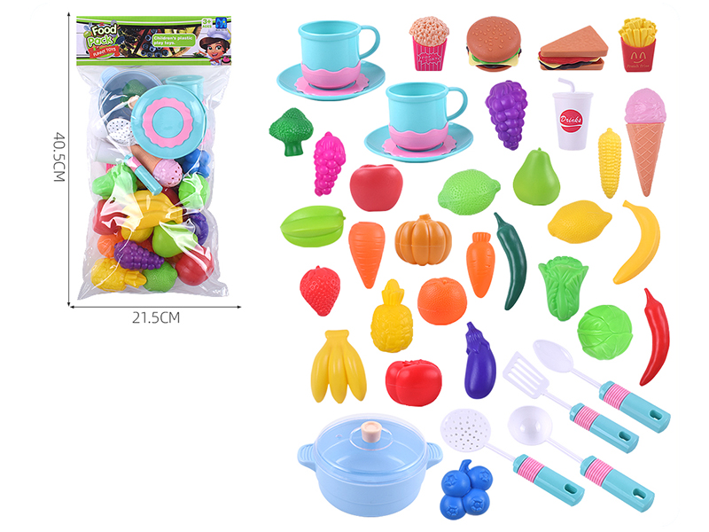 Simulation Tableware With Fruits And Vegetable Set