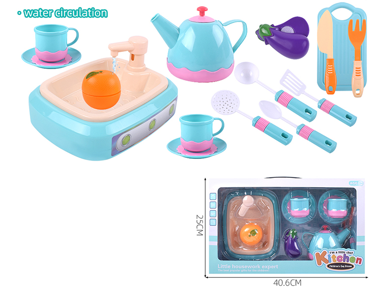 Kitchen Sink Simulation Tableware Set(Water Circulation)
