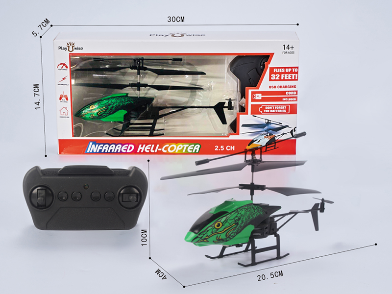 2CH Remote Control Infrared Ray Helicopter(Green)