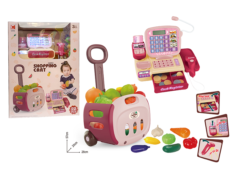 Supermarket Cash Register Shopping Cart Set