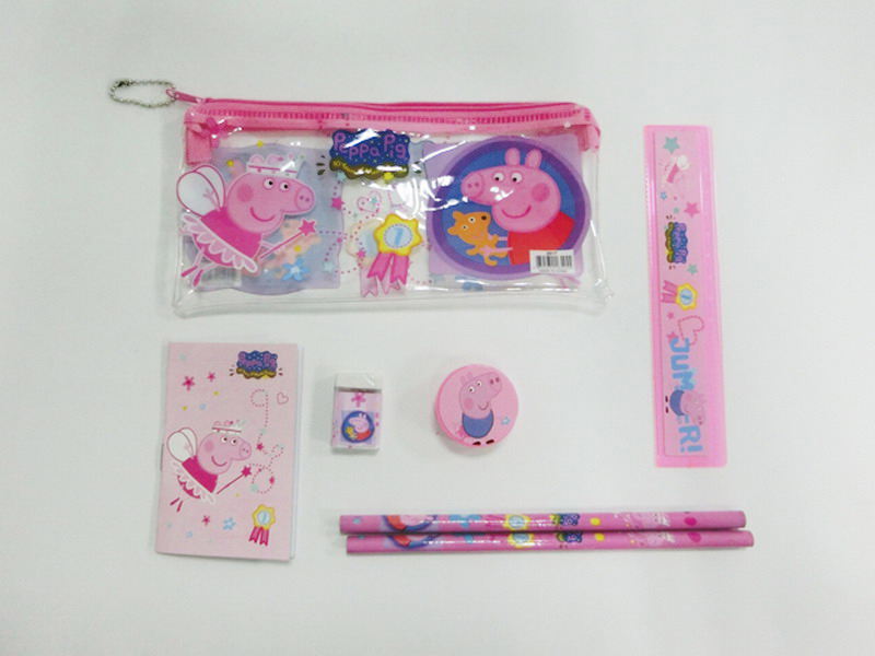 Peppa Pig Stationery Bag (Notebook +2 Pencils +1 Pencil Sharpener +1 Eraser +1 Ruler)