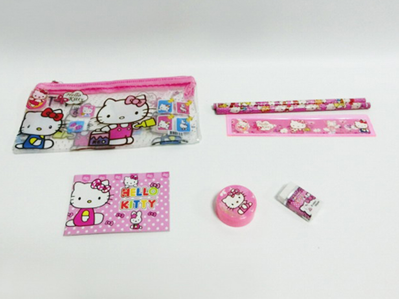 Hello Kitty Stationery Bag (Notebook +2 Pencils +1 Pencil Sharpener +1 Eraser +1 Ruler)