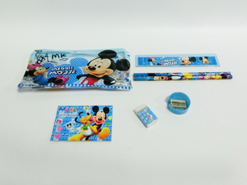 Mickey Stationery Bag (Notebook +2 Pencils +1 Pencil Sharpener +1 Eraser +1 Ruler)