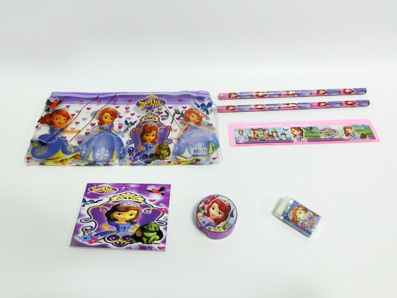 Sophia Stationery Bag (Notebook +2 Pencils +1 Pencil Sharpener +1 Eraser +1 Ruler)