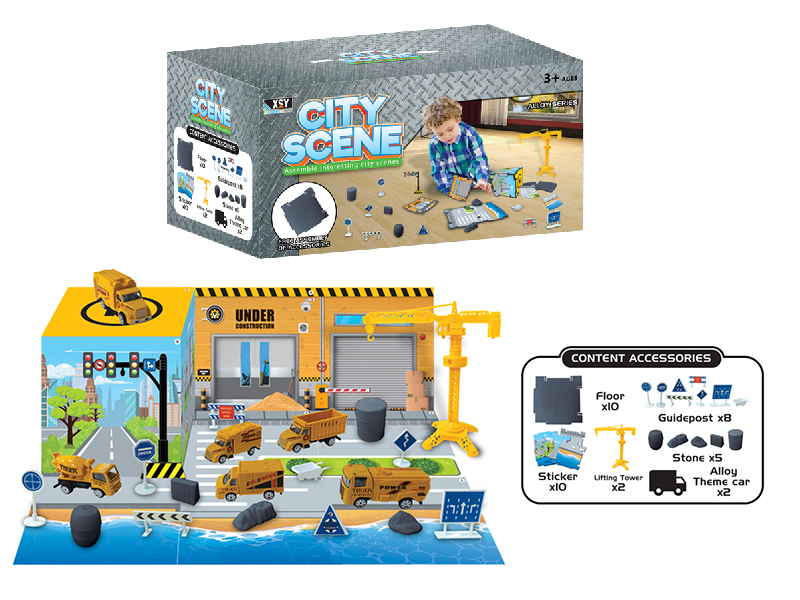 Alloy Engineering Truck DIY Assembly City Scene Set