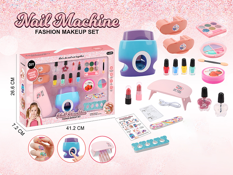 DIY Printing Nail Machine + UV LED Nail Lamp + Eyeshadow + Lipstick + Nail Polish Set