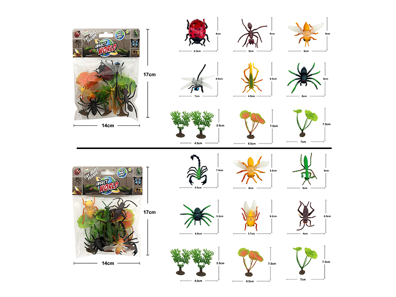 3 Inch Insects 6pcs + Plants
