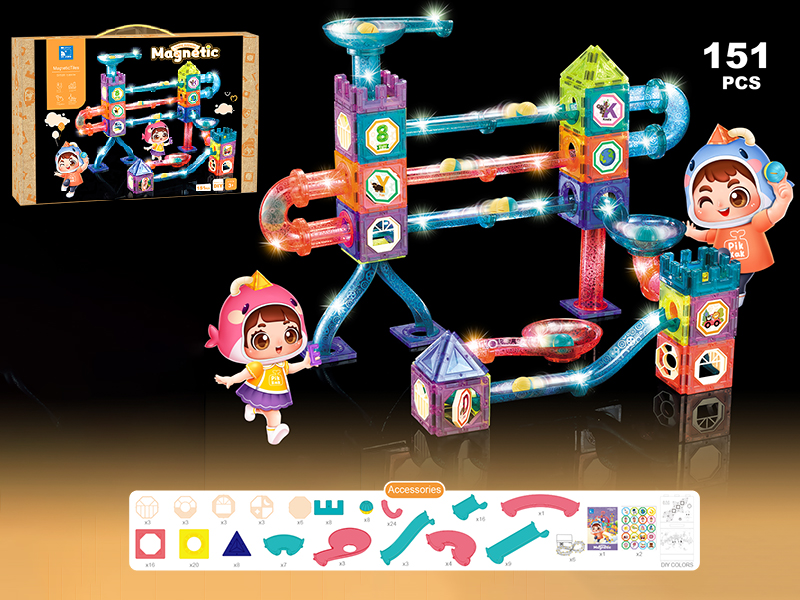 Double Tower Castle Magnetic Building Blocks With Lights(151PCS)