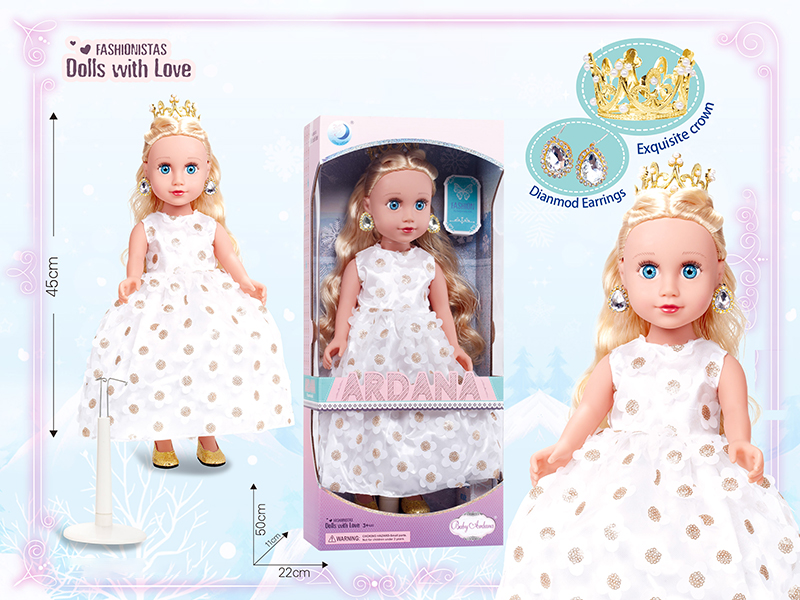 18 Inch Full Body Vinyl Princess Doll With Bracket