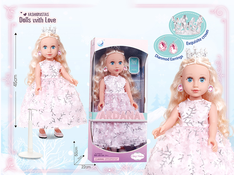 18 Inch Full Body Vinyl Princess Doll With Bracket