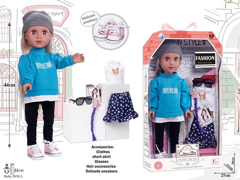 18 Inch Full Body Vinyl Fashion Girl Doll With Accessories