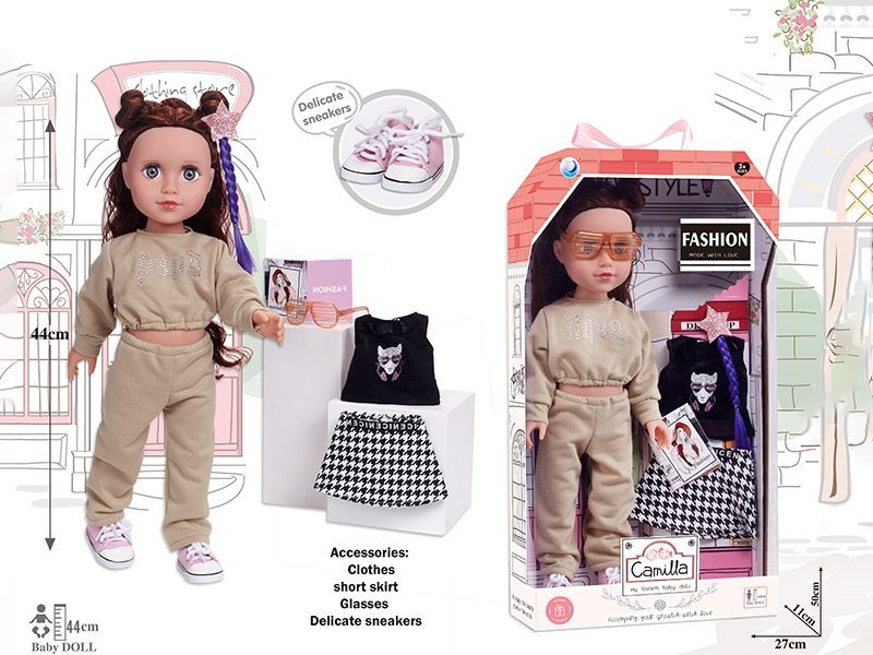 18 Inch Full Body Vinyl Fashion Girl Doll With Accessories