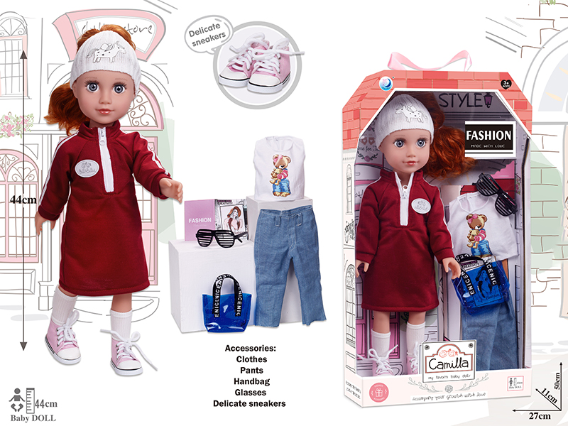 18 Inch Full Body Vinyl Fashion Girl Doll With Accessories