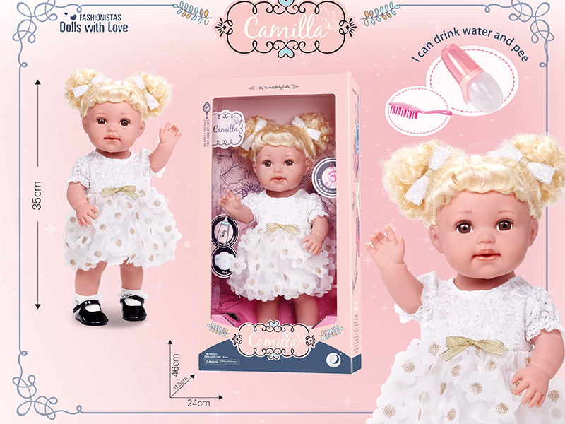 15 Inch Full Body Vinyl Doll,Can Drink Water And Pee