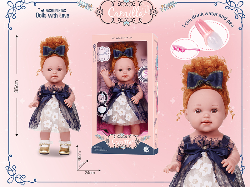 15 Inch Full Body Vinyl Doll,Can Drink Water And Pee