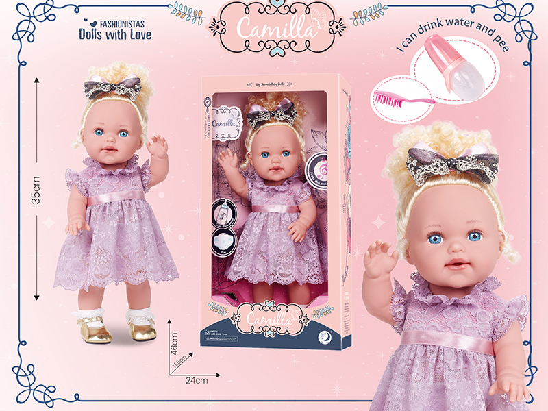 15 Inch Full Body Vinyl Doll,Can Drink Water And Pee