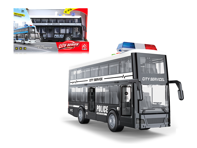Friction Police Double Decker Bus With Sound And Light