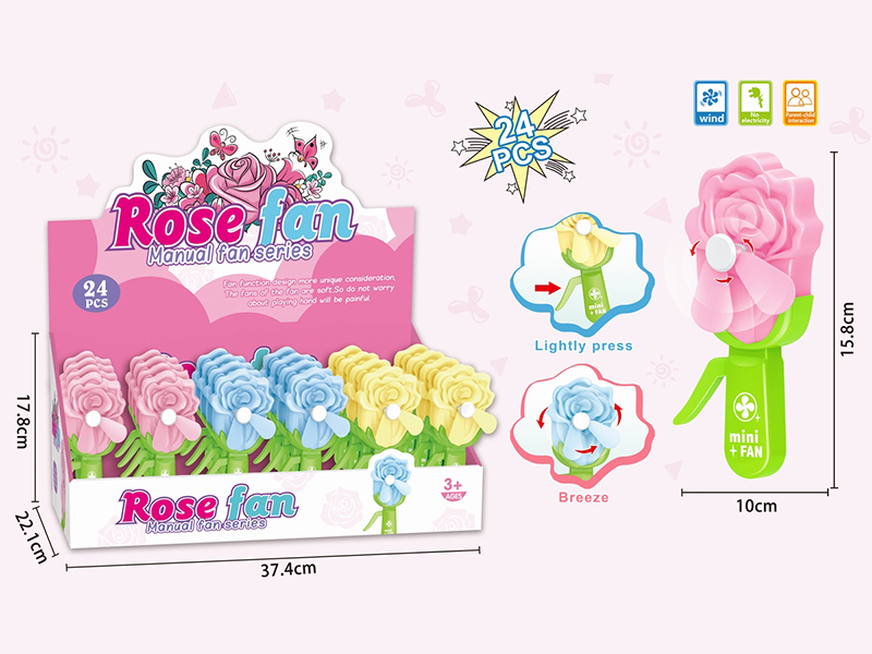 Rose Hand Fan 24pcs