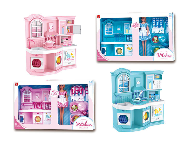 Kitchen Counter + Tableware + Food Toys 32pcs