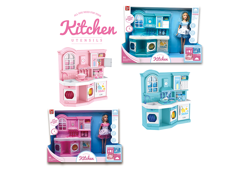 Kitchen Counter + Tableware + Food Toys 32pcs