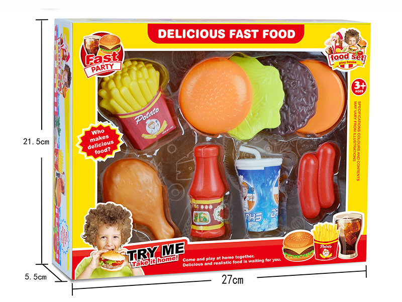 Simulated Pizza Hamburger Beverage Western Food Set