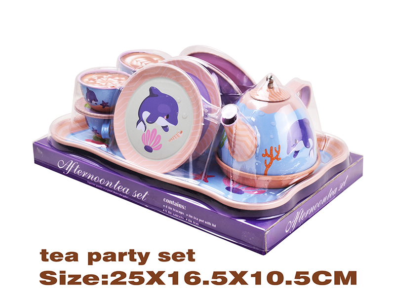 Ocean Pattern Tinplate Tea Set 18PCS