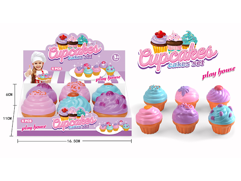 Pretend Play Toy Cupcake Dessert Set 6pcs