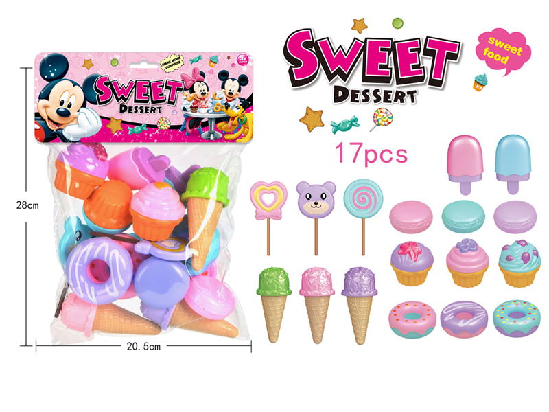 Pretend Play Toy Ice Cream Dessert Candy Set 17pcs