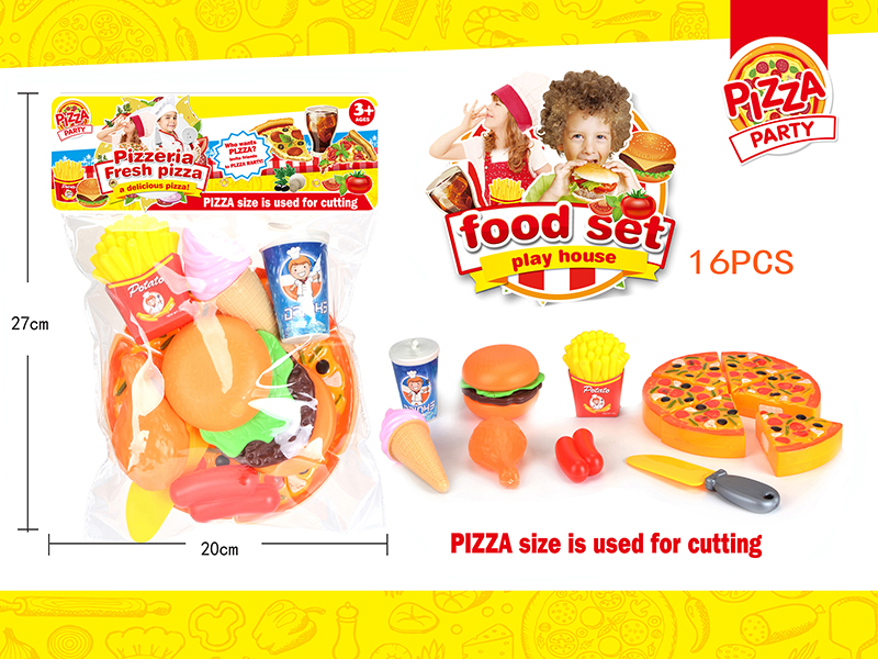 Pretend Play Toy Cutting Pizza Fast Food Set