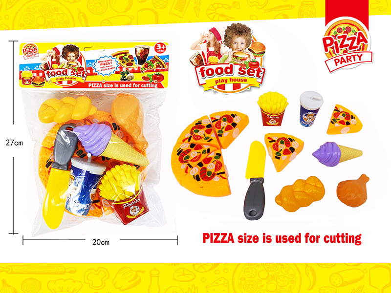 Pretend Play Toy Cutting Pizza Fast Food Set