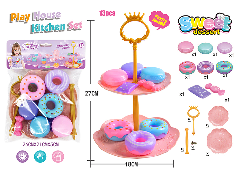 Simulation Dessert Pastry Tower Toy Set 13pcs