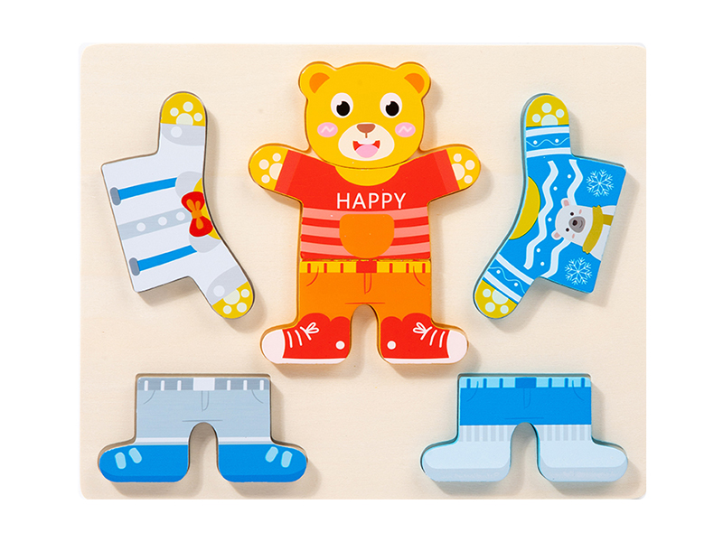 Wooden 3D Bear Changing Clothes Toys Puzzle