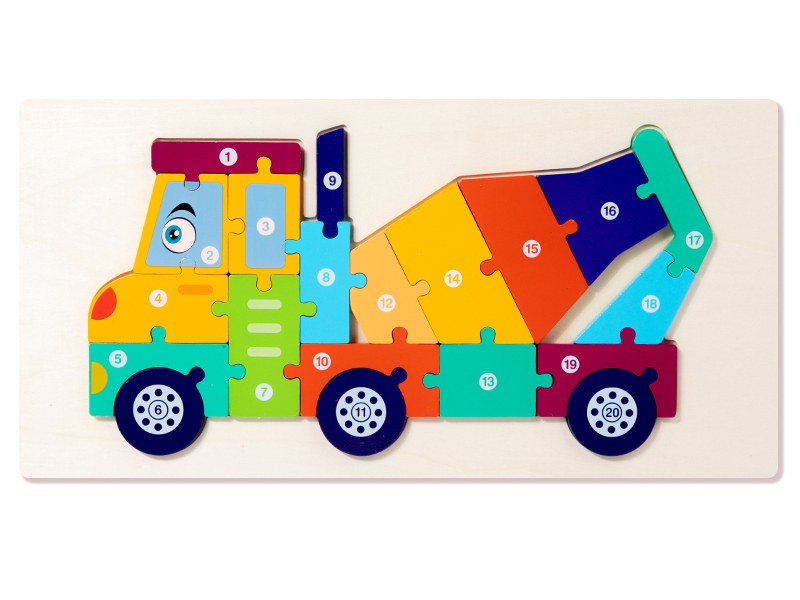 Wooden 3D Mixer Truck Puzzle