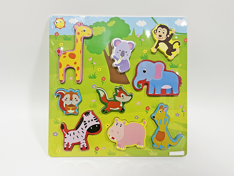 Wooden Forest Animals Scene Puzzle Board
