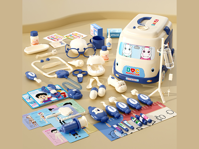 58Pcs Blue Ambulance Doctor Toy