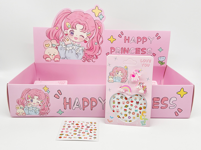 24Pcs Unicorn Girls' Nail Stick Jewelry Set