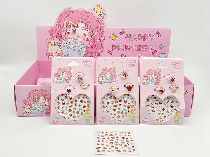 24Pcs Girls' Nail Stick Jewelry Set