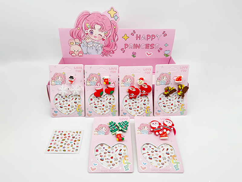 24Pcs Christmas Girls' Nail Stick Jewelry Set