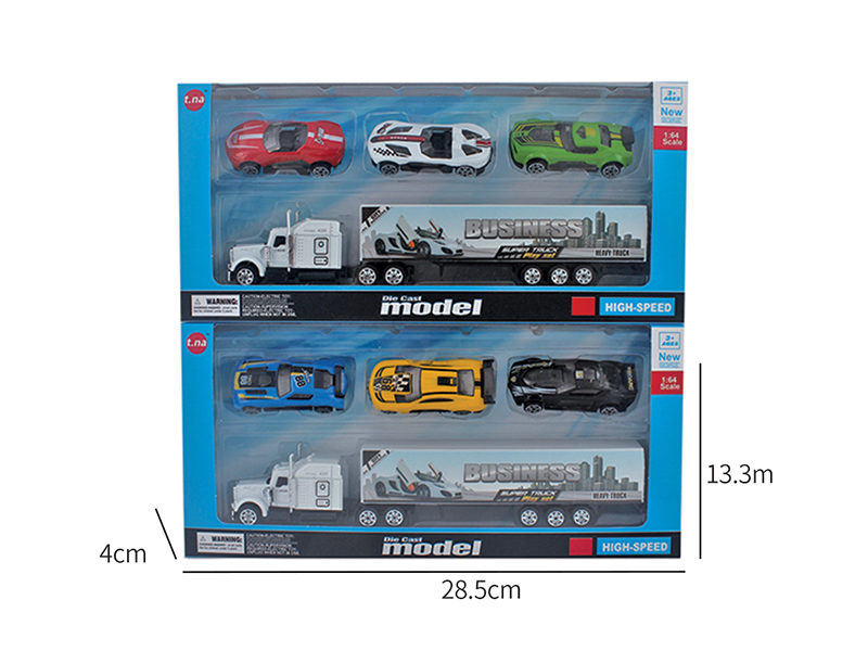 Slide Container Car With 3 Sports Cars