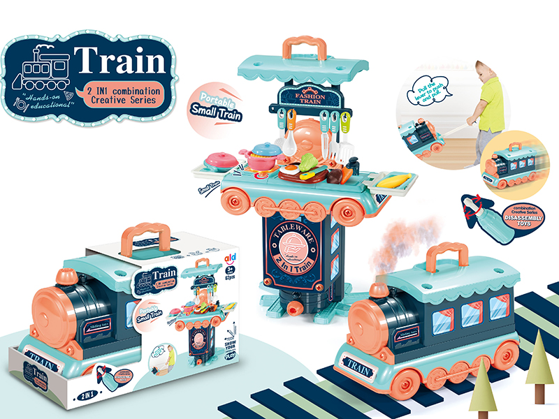 DIY Disassembly Toys Transformation Train Kitchen Toys Set(Lights,Music)