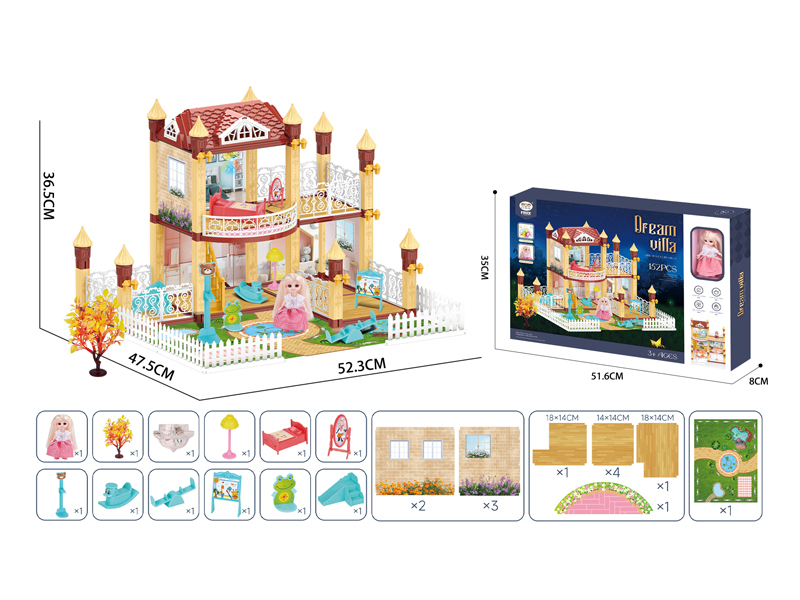 152PCS DIY Assembled Villa Set With Light And Music
