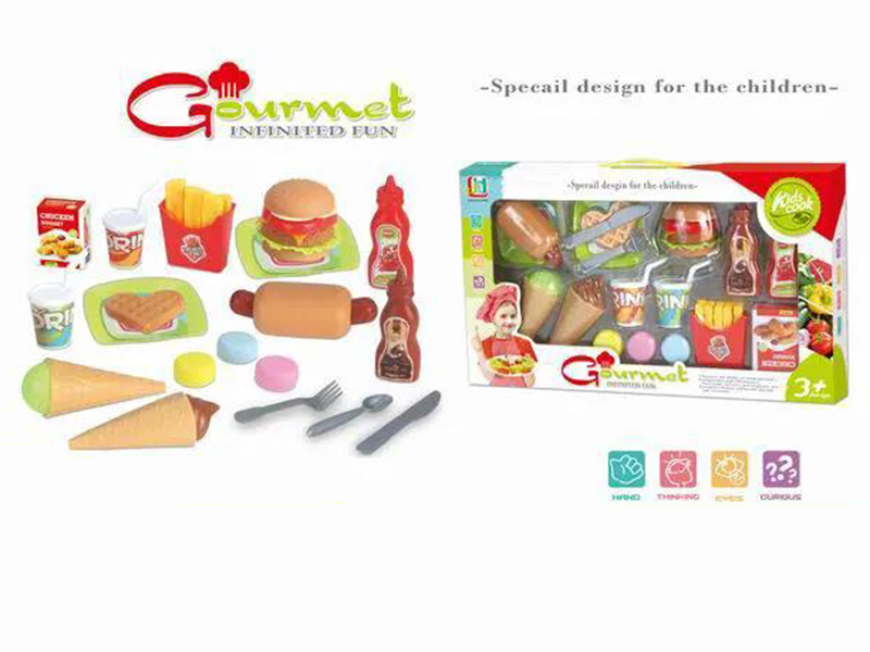 Simulation Hamburger Hot Dog Macaron Ice Cream Coke Set